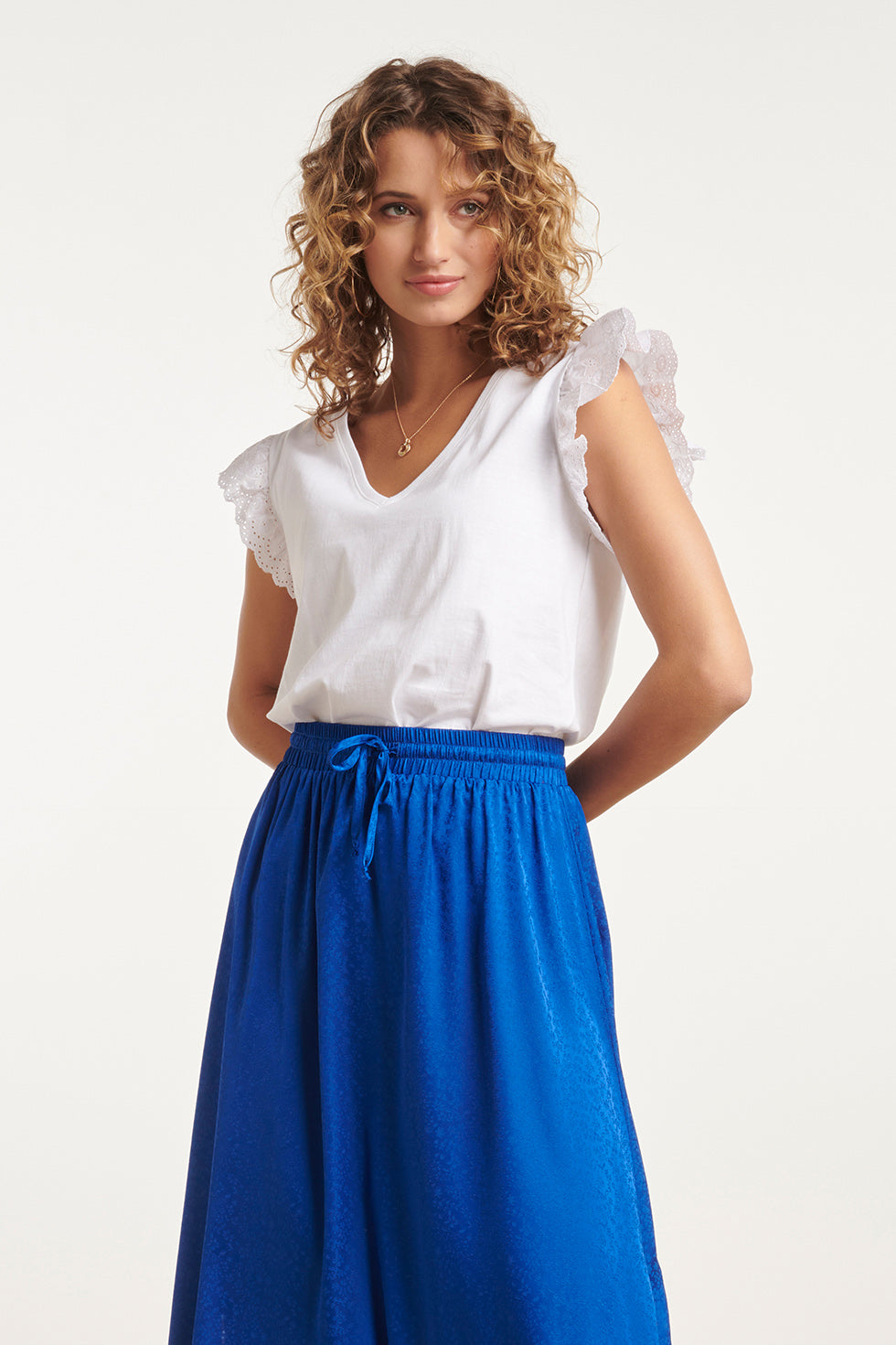 24170 Basic Te Top Met Brie Anglaise | White