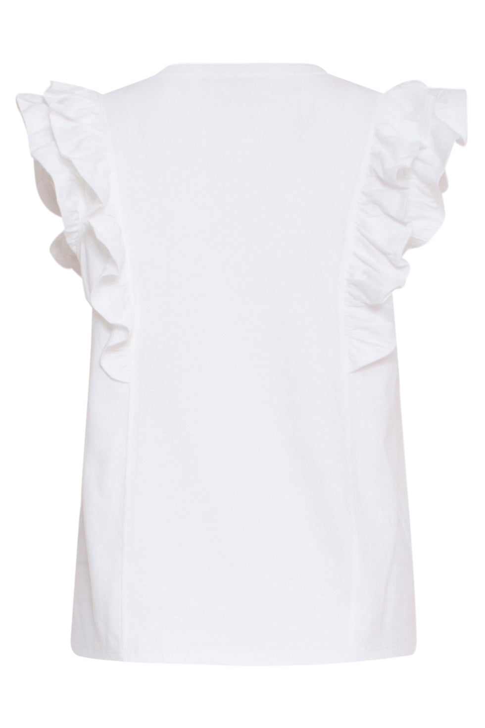 24171 Basic Te Top Met Speelse Dubbele Ruches | White