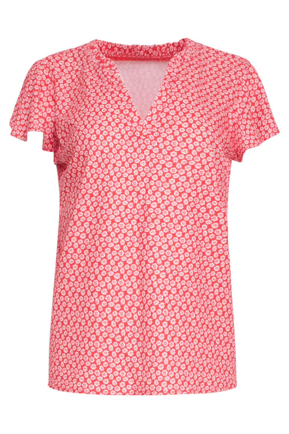 24176 Flowy Top Met Te Bloemenprint | Red-White