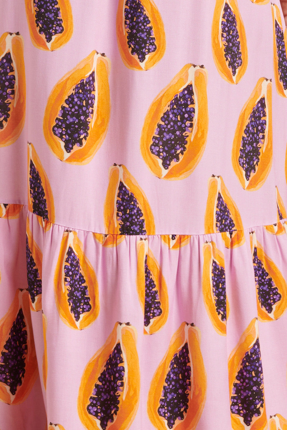 24327 Lilae Papaya Print Maxi Jurk | Lilac-Multicolour