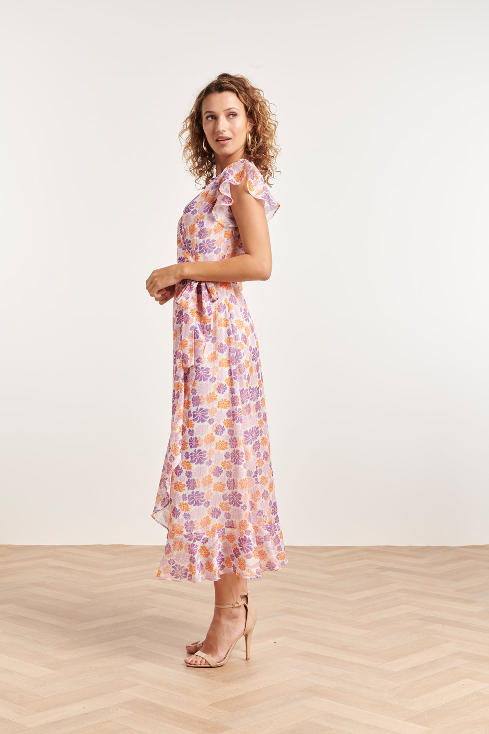 24329 Maxi Wrap Jurk Met Bloemenprint | White-Multicolour