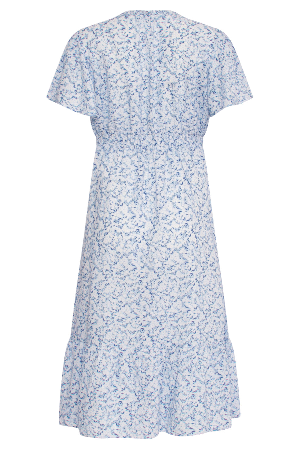 24344 Ditsy Bloemen Midi Jurk | Blue-White