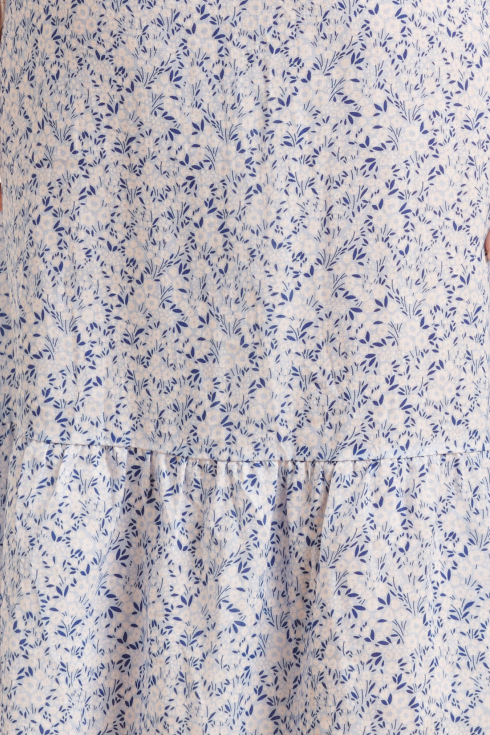 24344 Ditsy Bloemen Midi Jurk | Blue-White