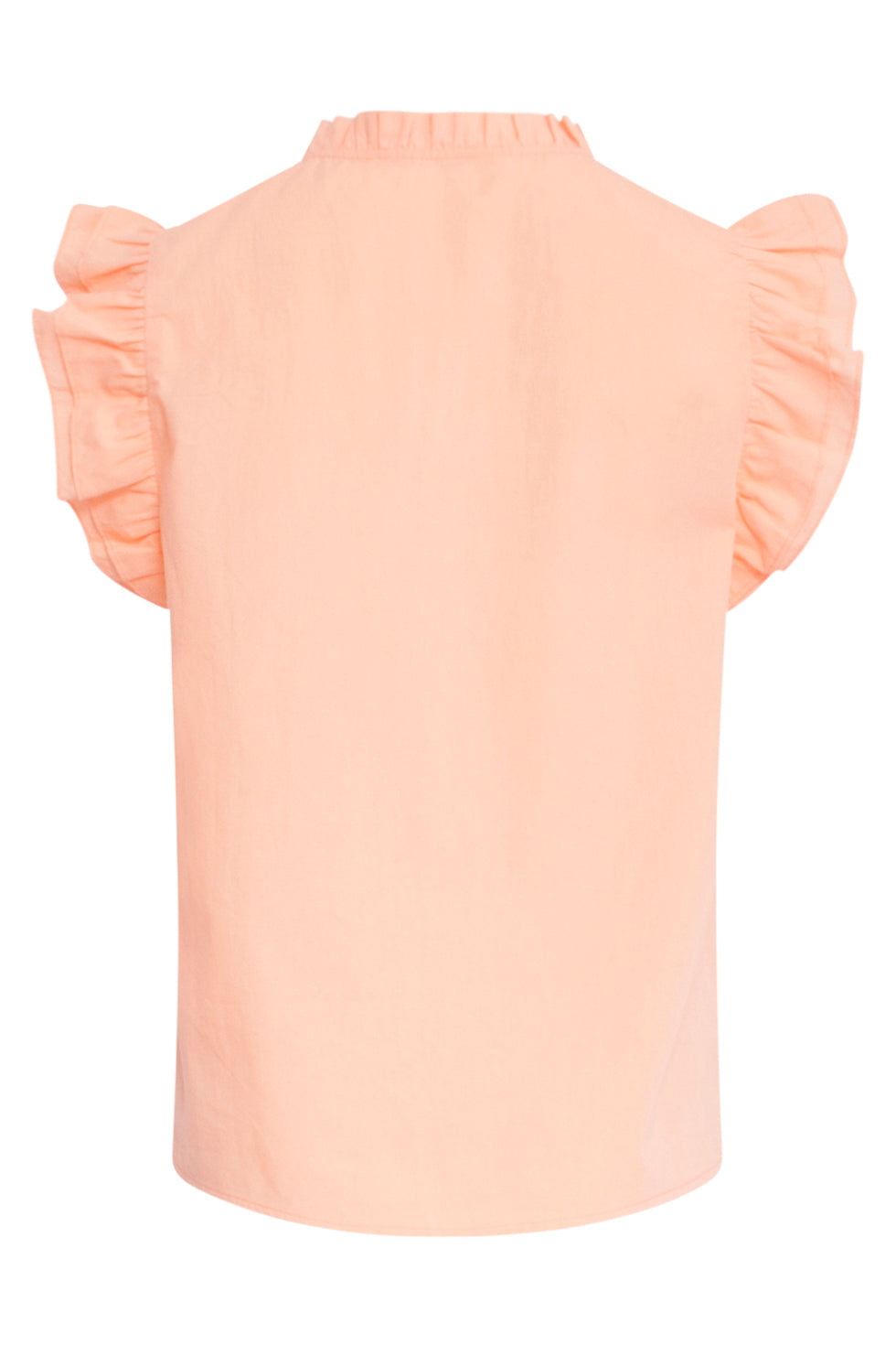 24352 Zachte Perzike Top Met Dubbele Ruchesmouwen | Orange