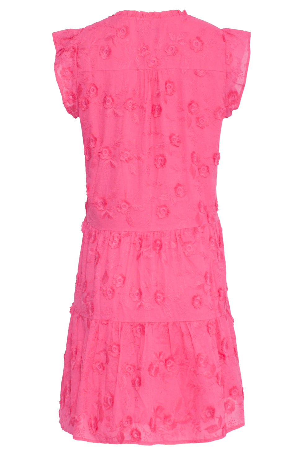 24353 Fuchsia Jurk Met 3D Bloemenstructuur | Pink