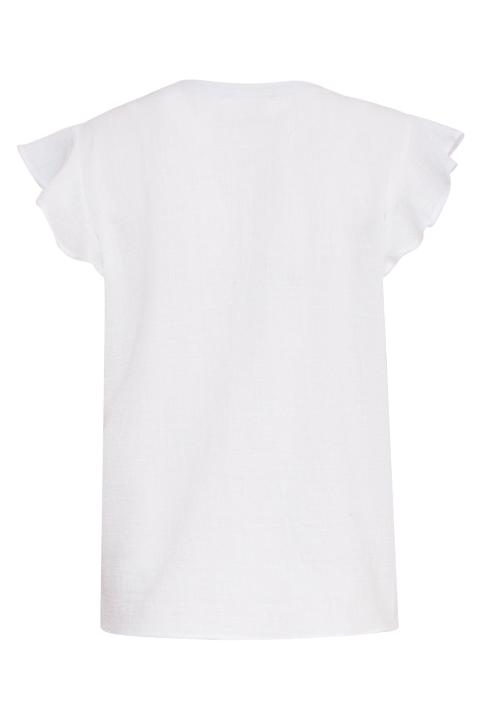 24359 Dames Korte Ruffle Mouw Te Top | White