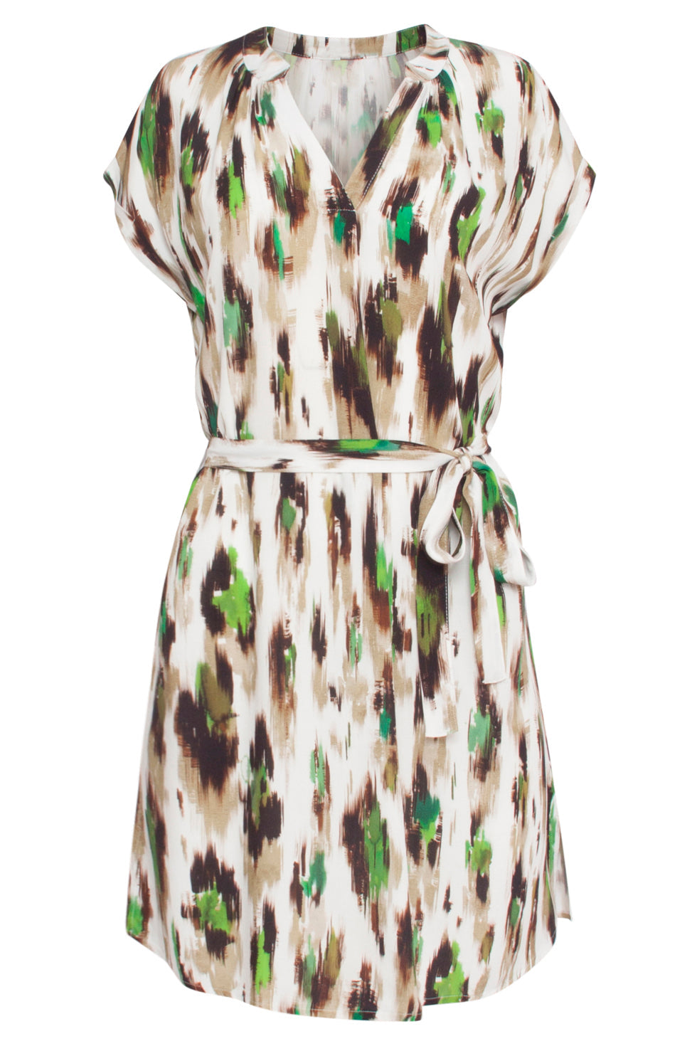 24364 Dames Te Jurk Met Dieren Print | Off-White-Multicolour