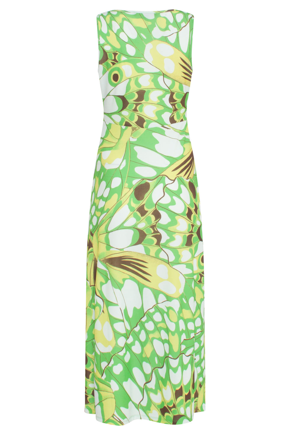 24368 Dames Maxi Jurk Met Allover Vlinder Print | Green - Muticolour