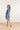 24377 Dames Jurk Met Bloemenprintcrochet Detail | White - Blue
