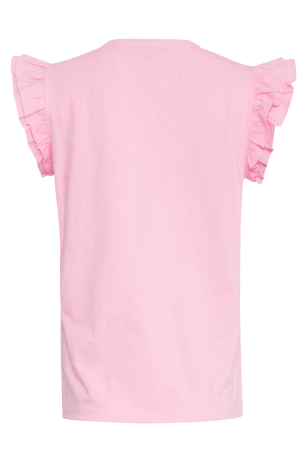 24384 Dames Roze T-Shirt Met Korte Mouwen En Dubbele Ruches