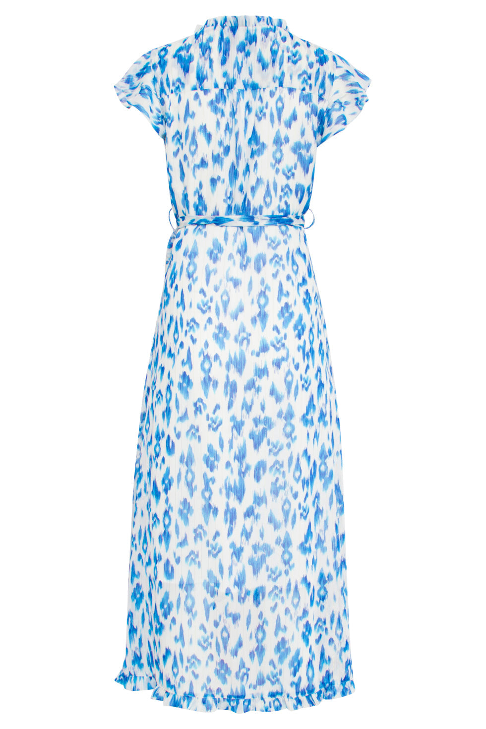 24404 Licht Chiffon Zomerjurk Met Aztec Print | White-Blue