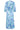 24408 Satijnen Maxi Jurk Met Abstracte Print3/4 Mouwen | White - Cobalt