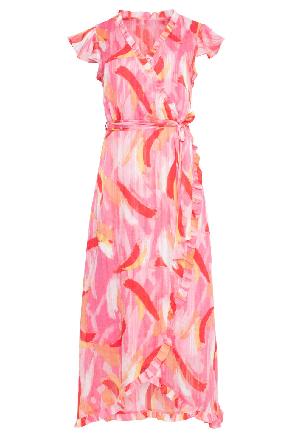 24409 Chiffon Zomerjurk Met Abstracte Schilderprint | Muticolour