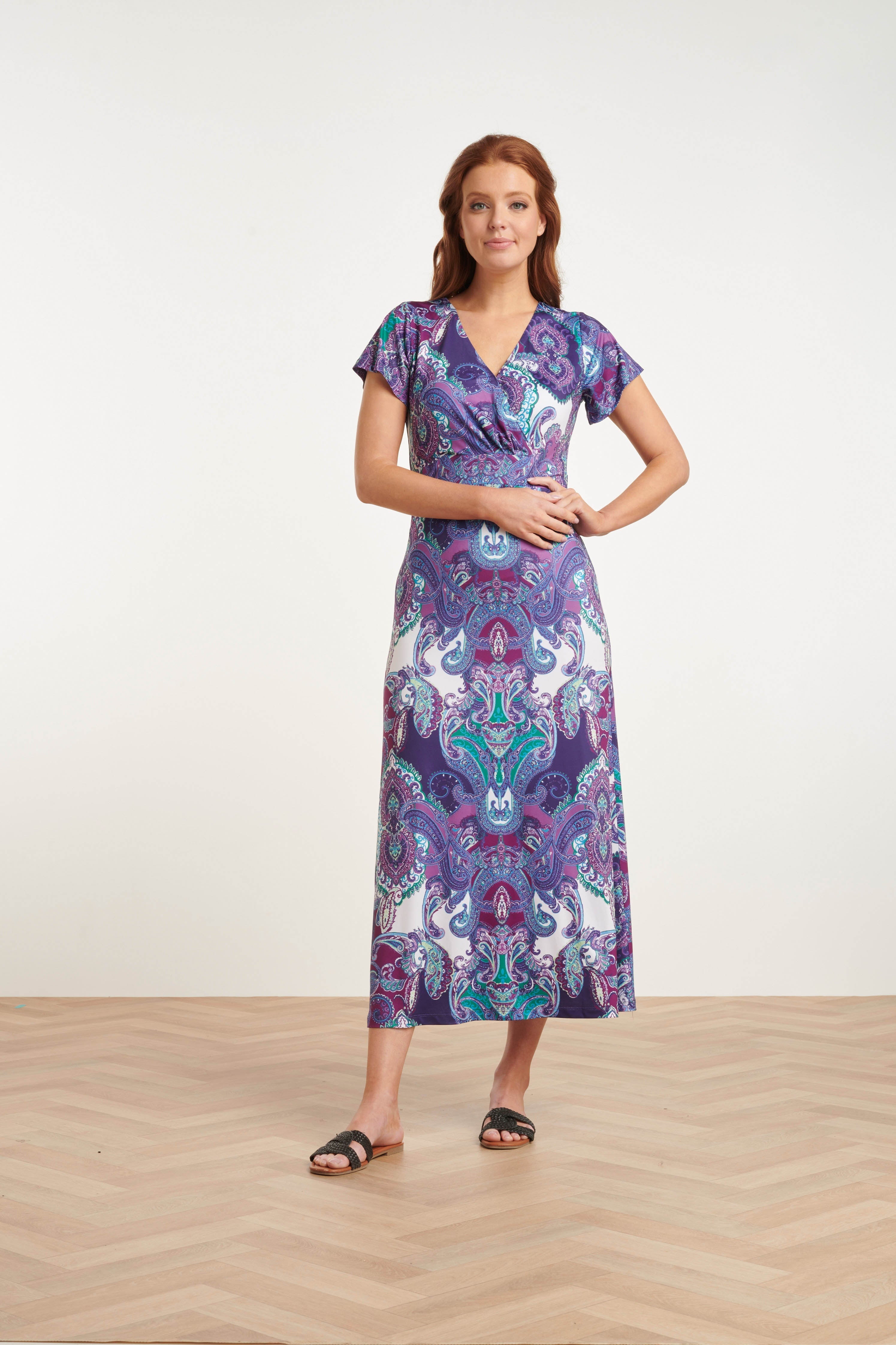 24423 Stretch Zomerjurk Met Ornamentprint | Muticolour
