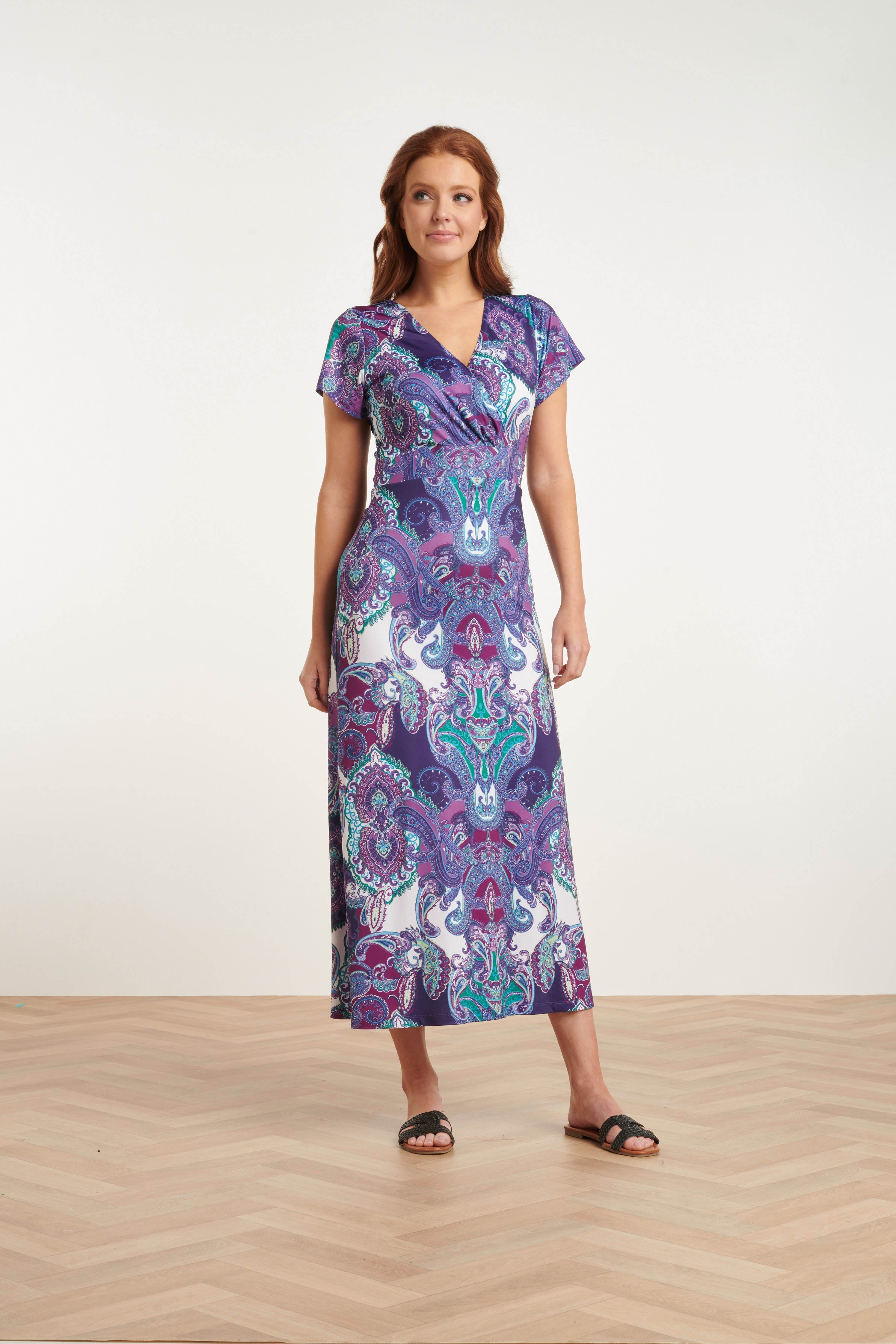 24423 Stretch Zomerjurk Met Ornamentprint | Muticolour