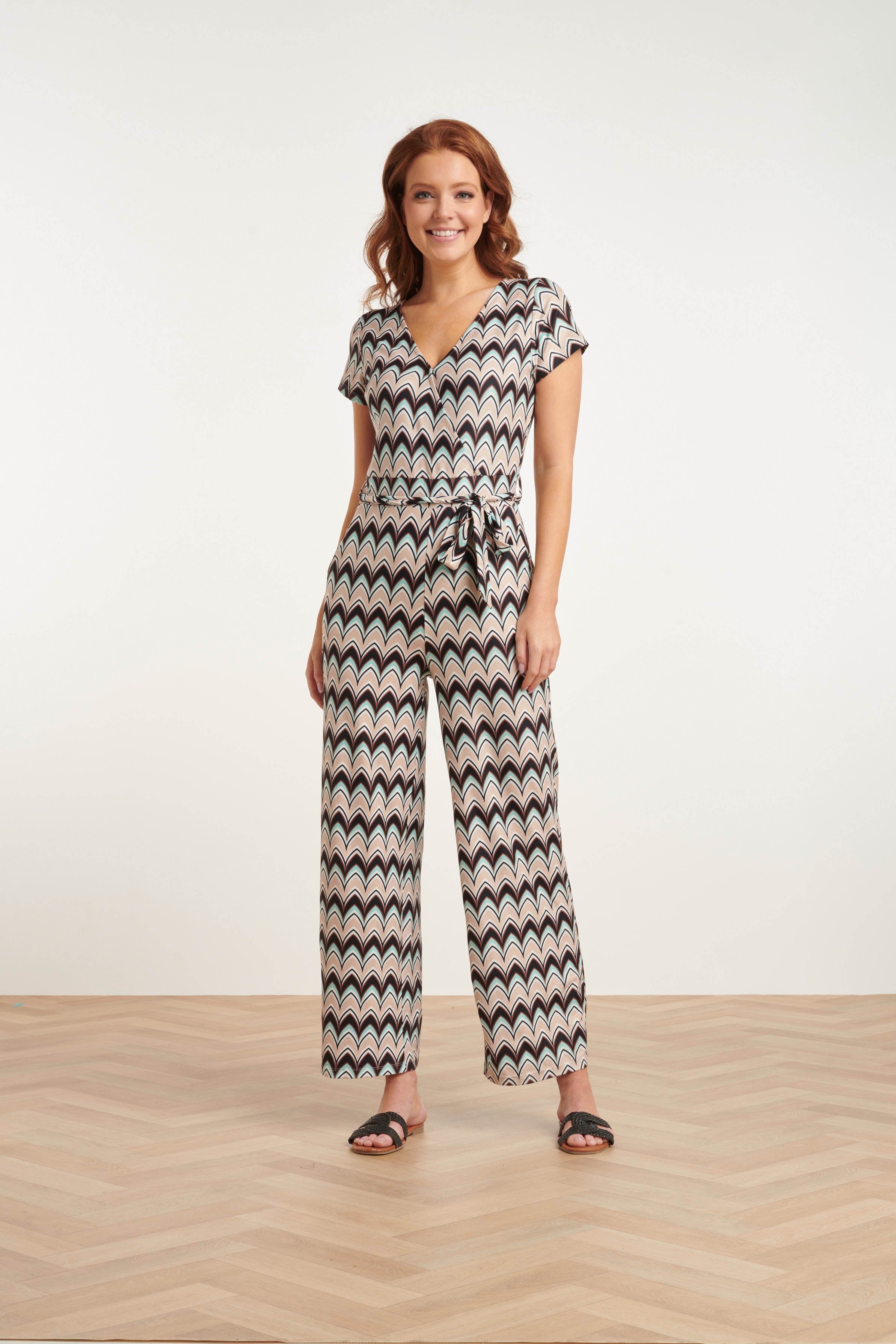 24427 Zachte Stretch Grafische Print Zomer Jumpsuit | Muticolour
