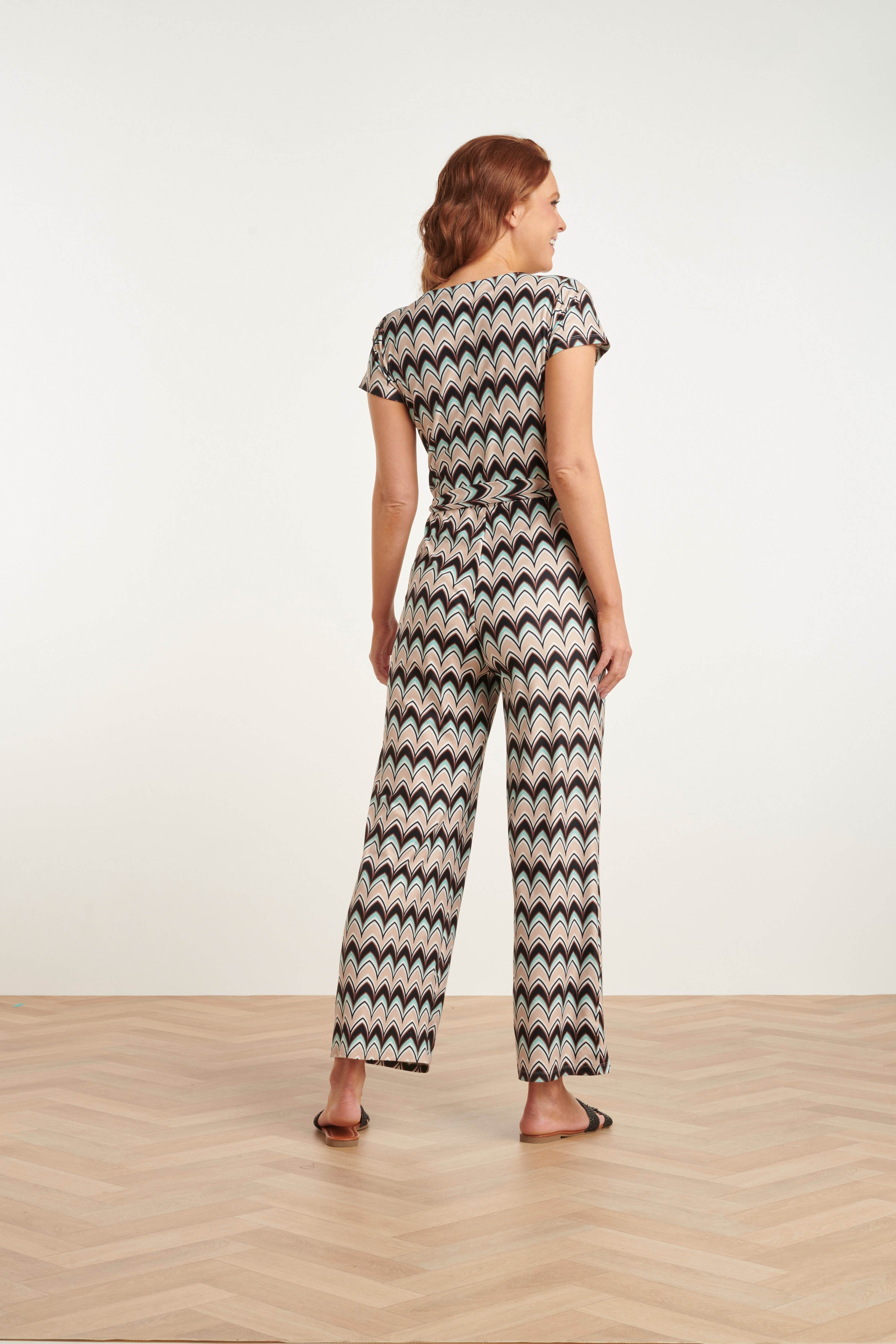 24427 Zachte Stretch Grafische Print Zomer Jumpsuit | Muticolour