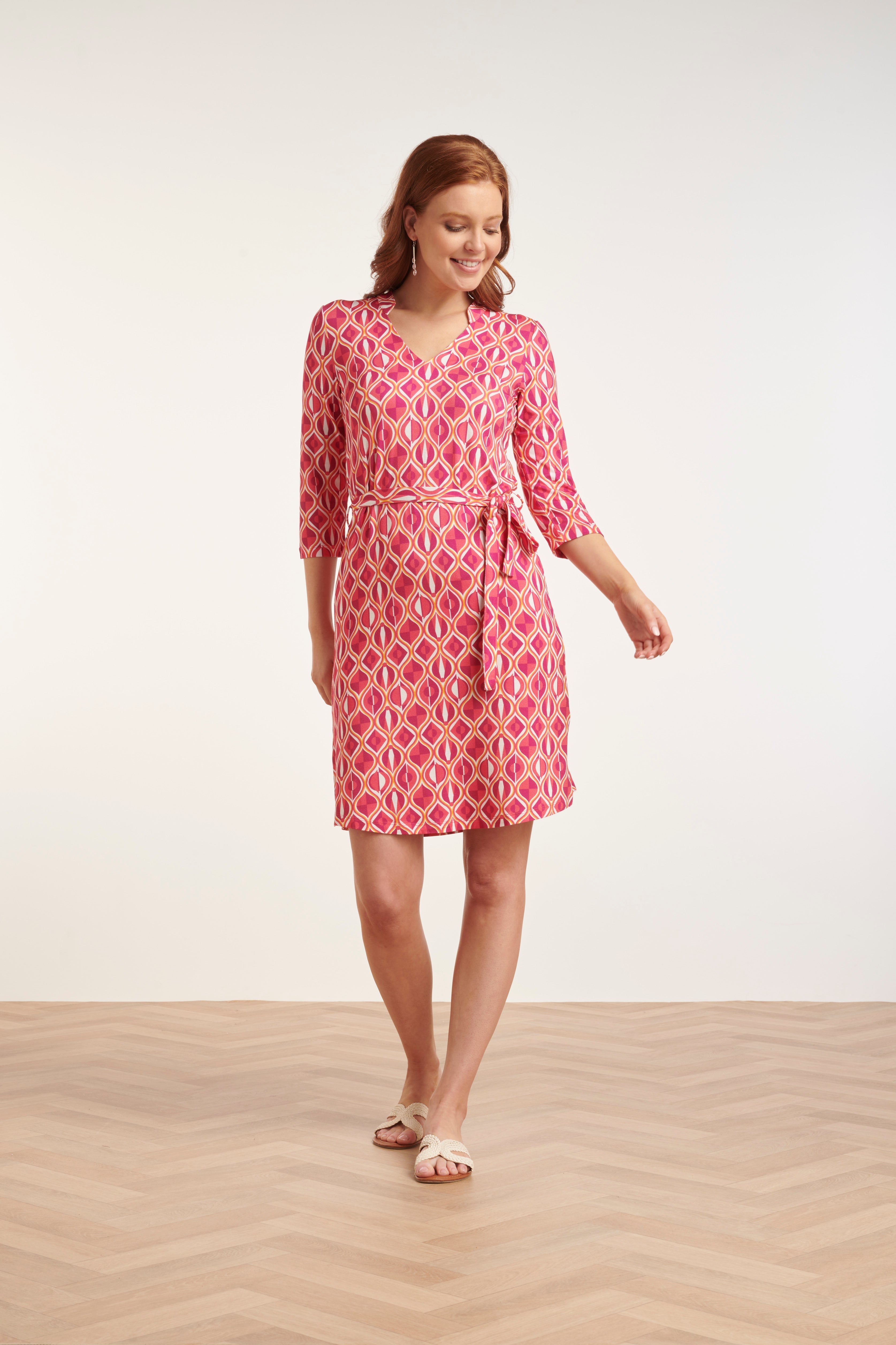 24436 Fun Retro Bedrukt Zacht Stretch Zomerjurkje | Muticolour