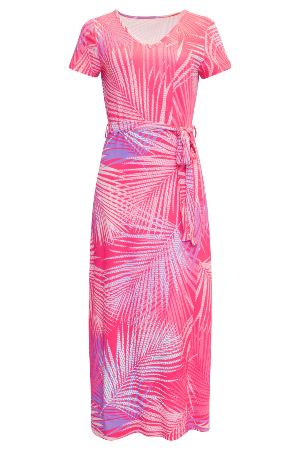 24440 Stretchy Maxi Zomerjurk | Pink-White