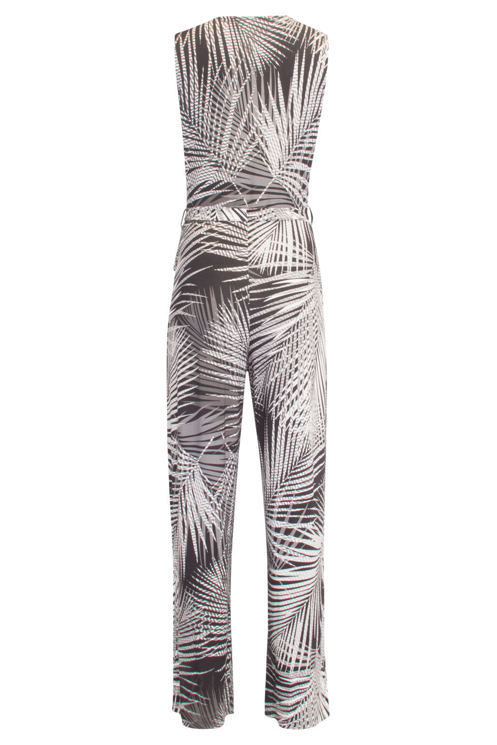 24441 Zacht Stretchy Donkerbladig Jumpsuit | Black-White