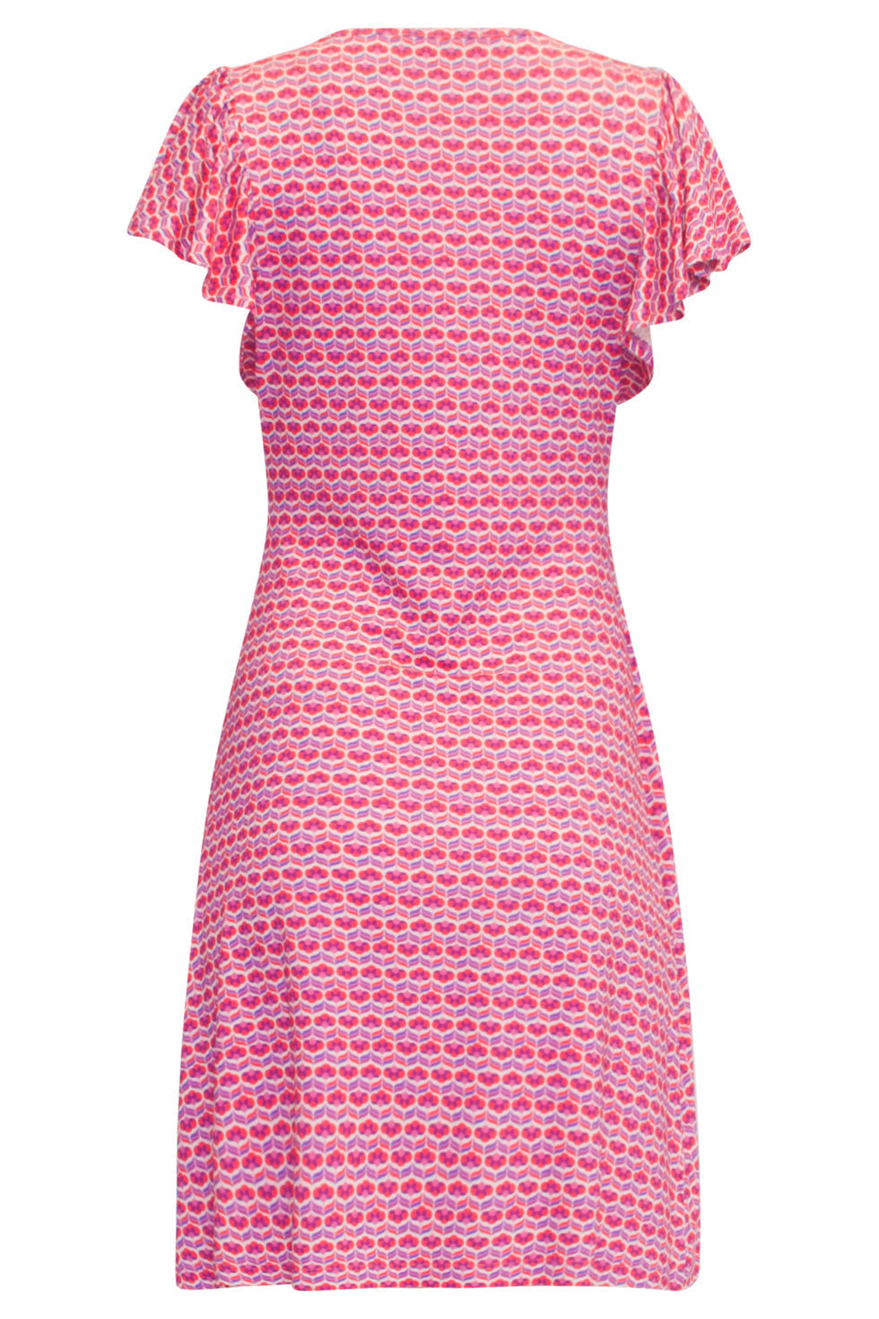 24443 Zachte Ruched Wrap Zomerjurk Met Retro Paars | Muticolour
