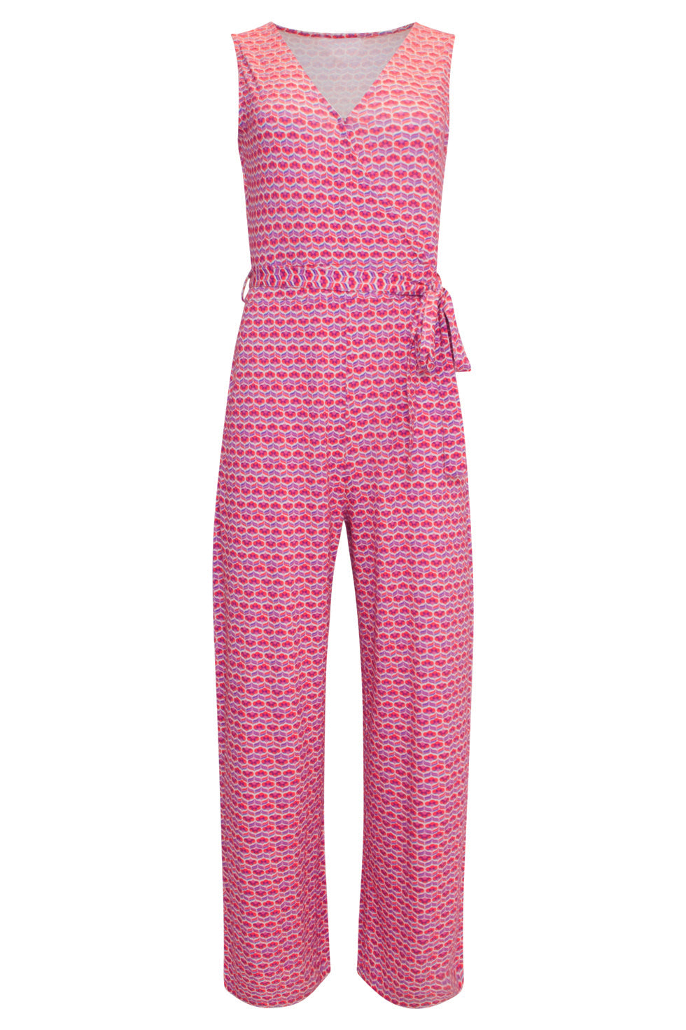 24444 Retro Grafische Print Jumpsuit - Wijde Pijpen | Muticolour