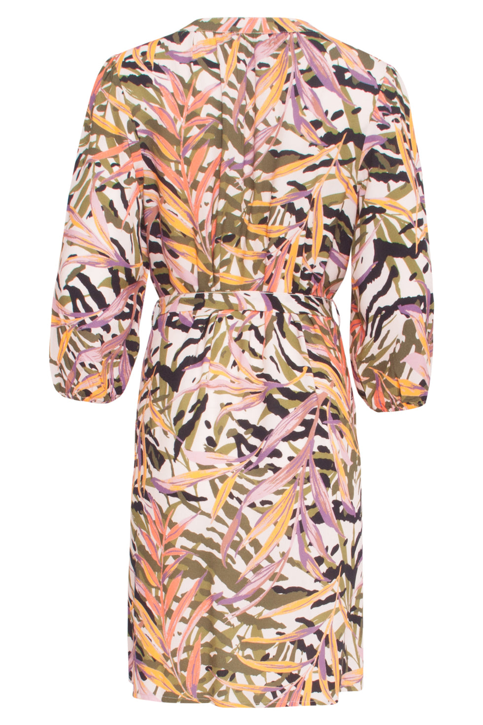 24449 Zomerjurk Met Korte Bladprintpofmouwen | Muticolour