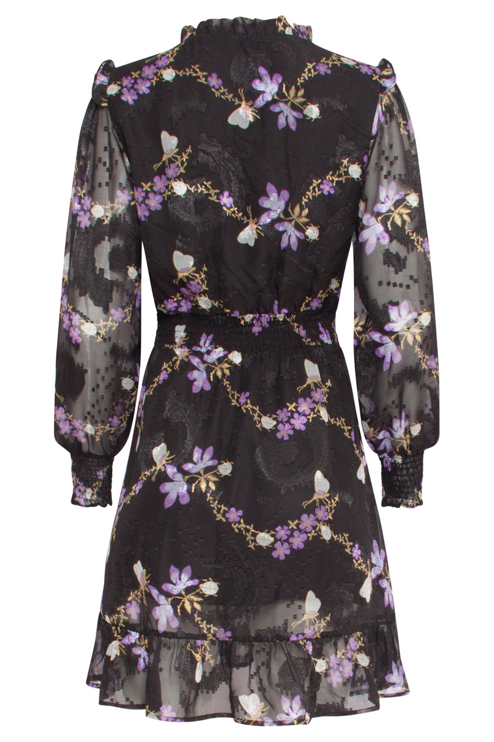 24502 e Chiffon Korte Jurk | Black - Muticolour