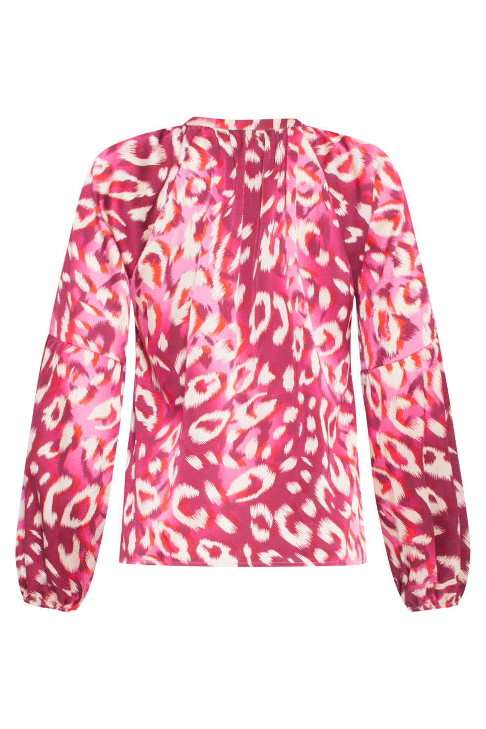 24504 Fuchsia Cheetah Print Satijnen Blouse | Pink - Fuchsia
