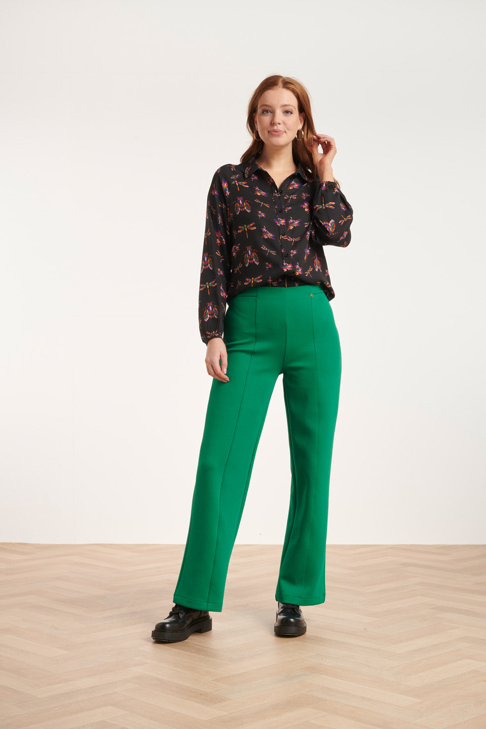 24506 e Shirt Blouse Met Insectenprint | Black - Muticolour