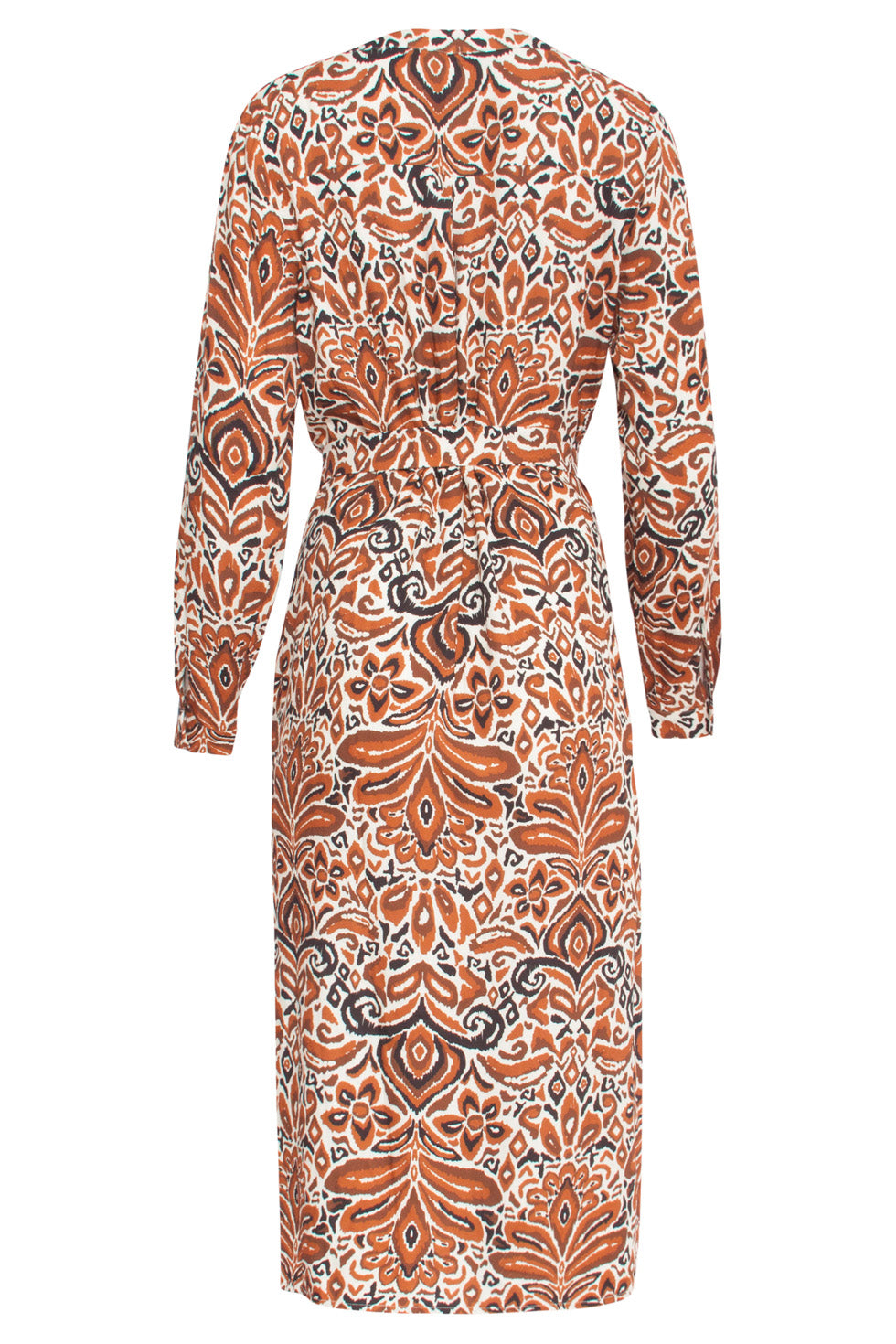 24509 E Paisley Bedrukte Midi Jurk | Sand - Brown