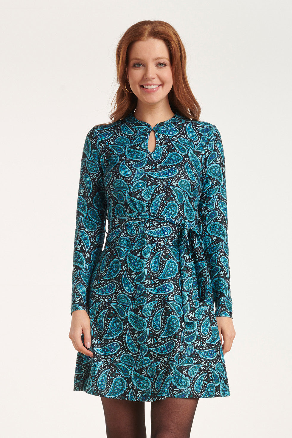 24512 Paisley Bedrukte Korte Jurk | Black - Muticolour