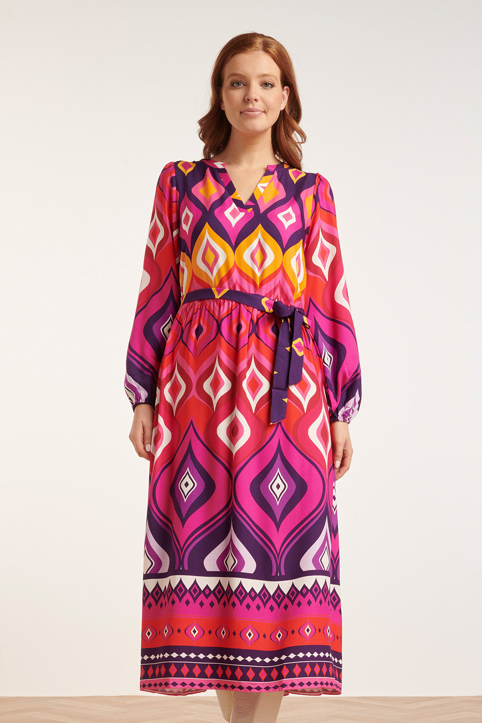 24514 Rijke Midi Jurk | Purple-Multicolour