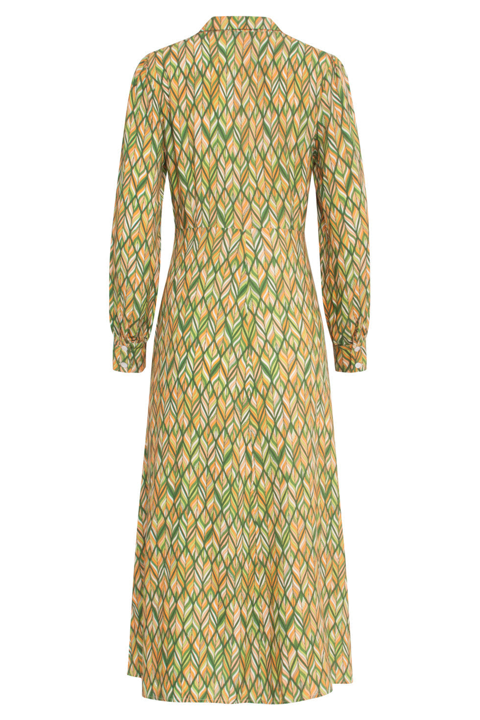 24520 Gedrukte Midi Overhemdjurk | Green-Multicolour