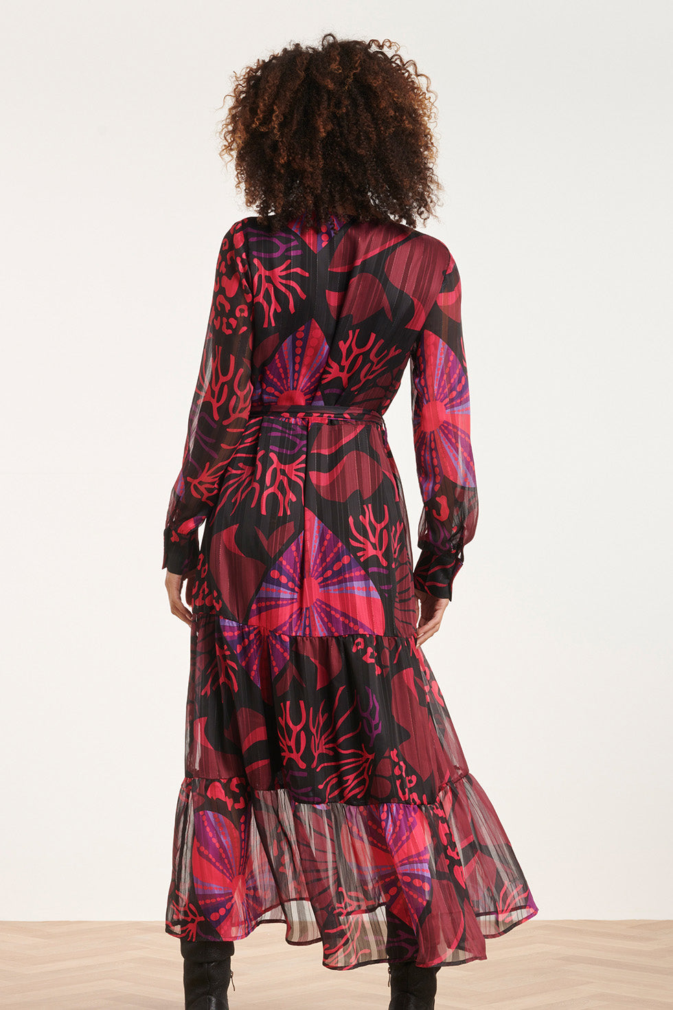 24522 Fuchsiapaarse Hartjesprint Maxi Jurk | Black - Muticolour