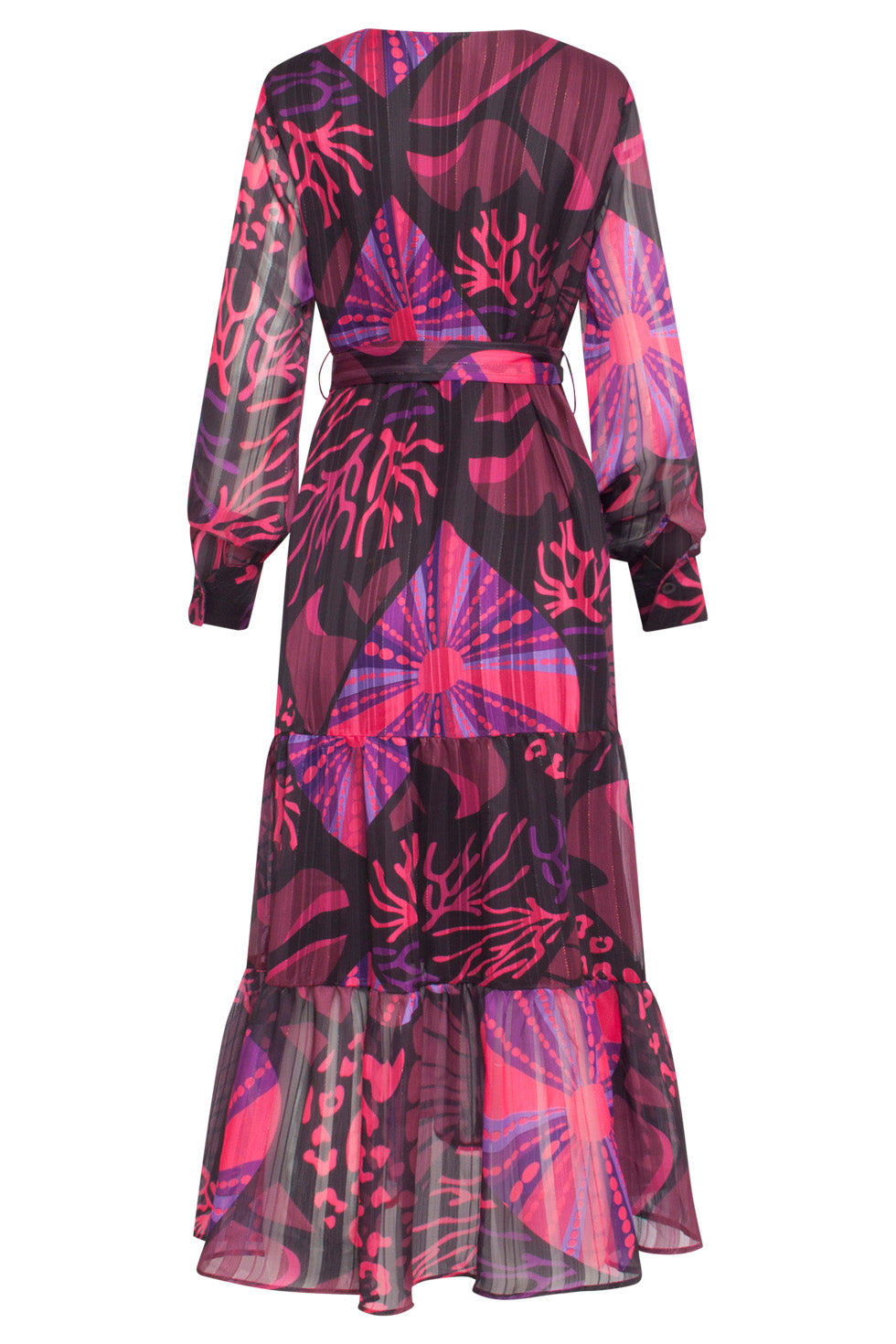 24522 Fuchsiapaarse Hartjesprint Maxi Jurk | Black - Muticolour