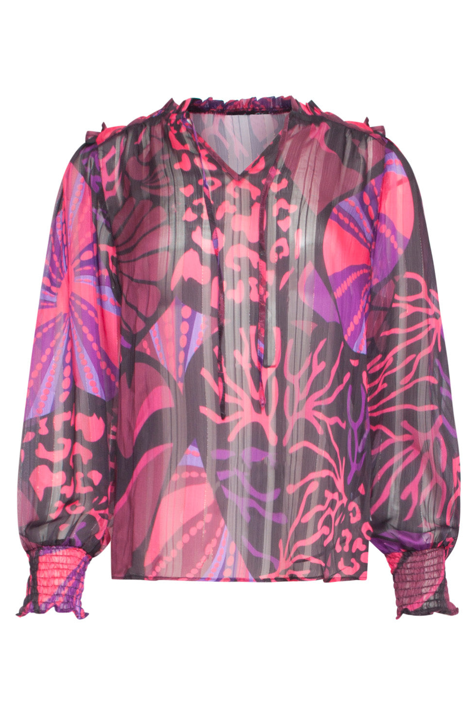 24523 Fuchsiapaarse Hartjesprint Top | Black - Muticolour