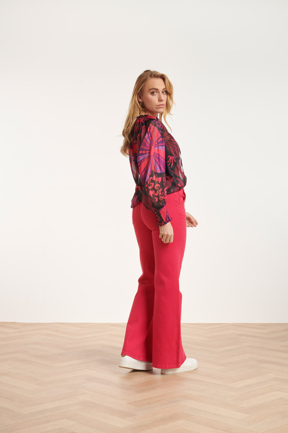 24523 Fuchsiapaarse Hartjesprint Top | Black - Muticolour