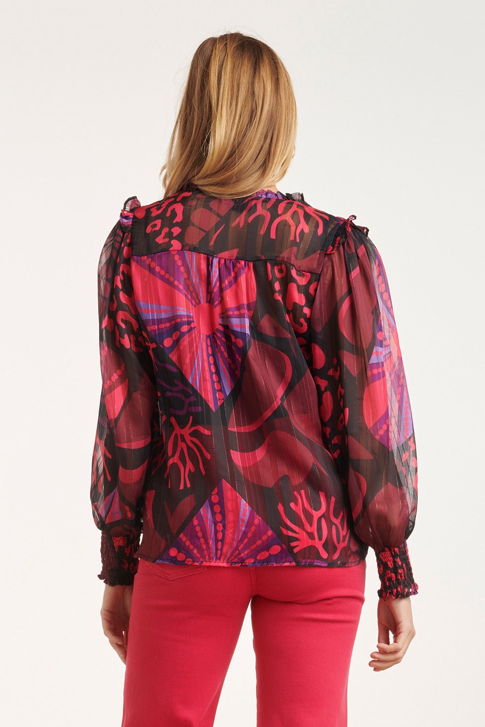 24523 Fuchsiapaarse Hartjesprint Top | Black - Muticolour