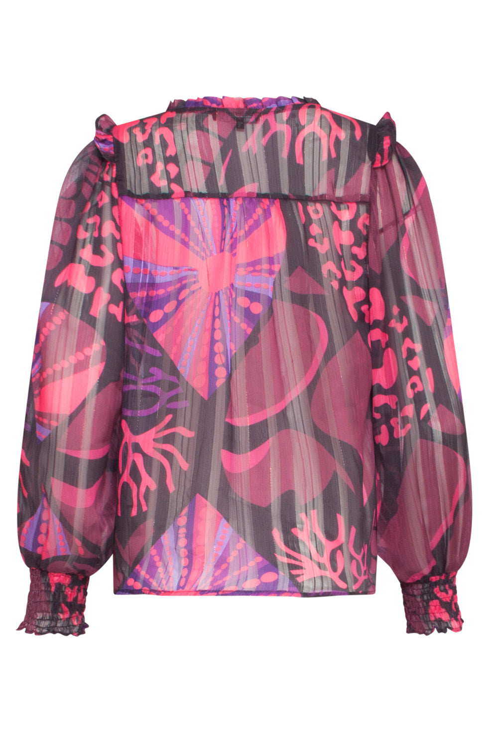 24523 Fuchsiapaarse Hartjesprint Top | Black - Muticolour