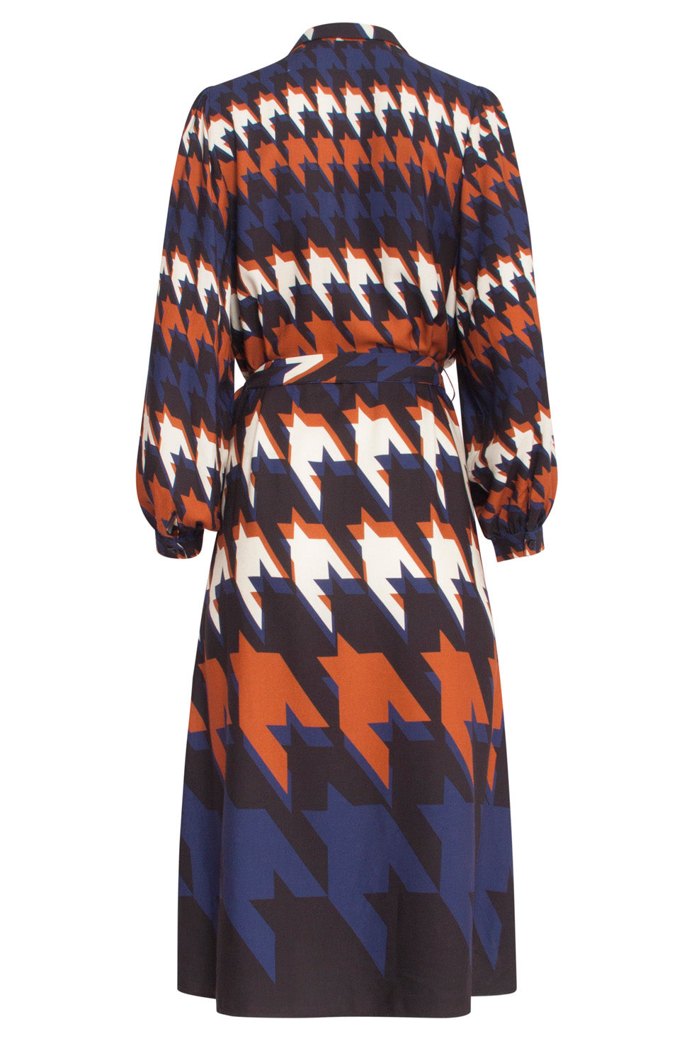 24526 Houndstooth Print Midi Jurk | Black - Muticolour