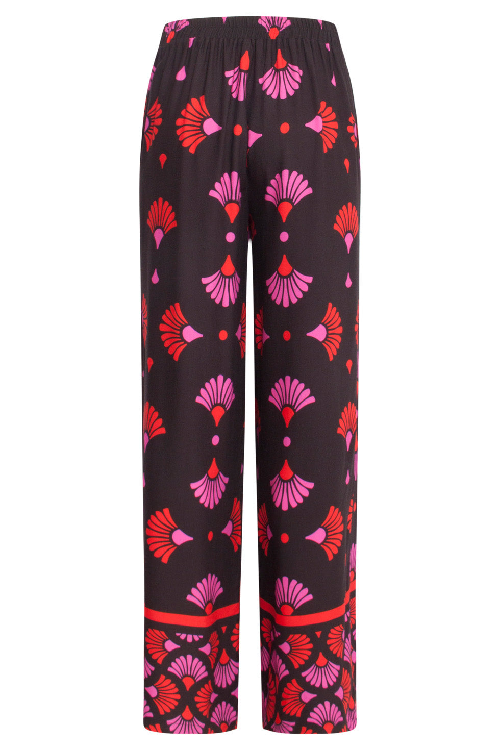 24538 E Broek Met Fuchsia Grafische Print | Blackwhite