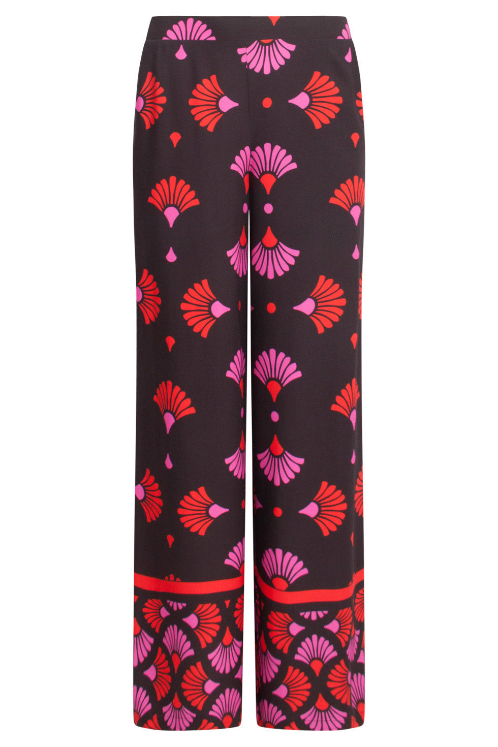 24538 E Broek Met Fuchsia Grafische Print | Black - Muticolour