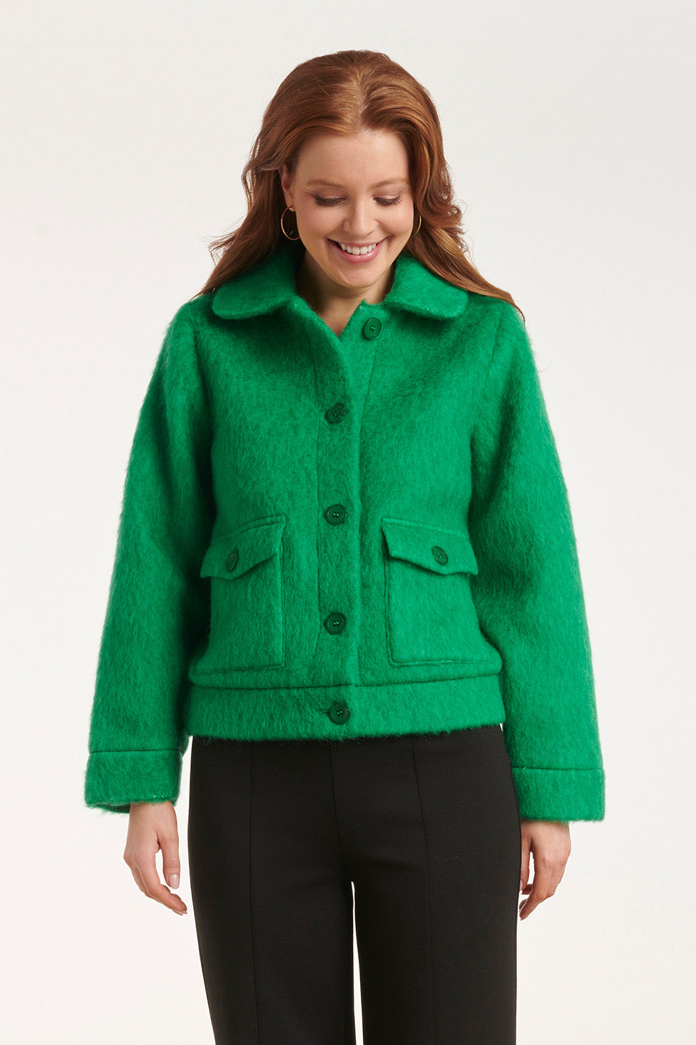 24548 Korte Jas Met Grote Zakken | Green