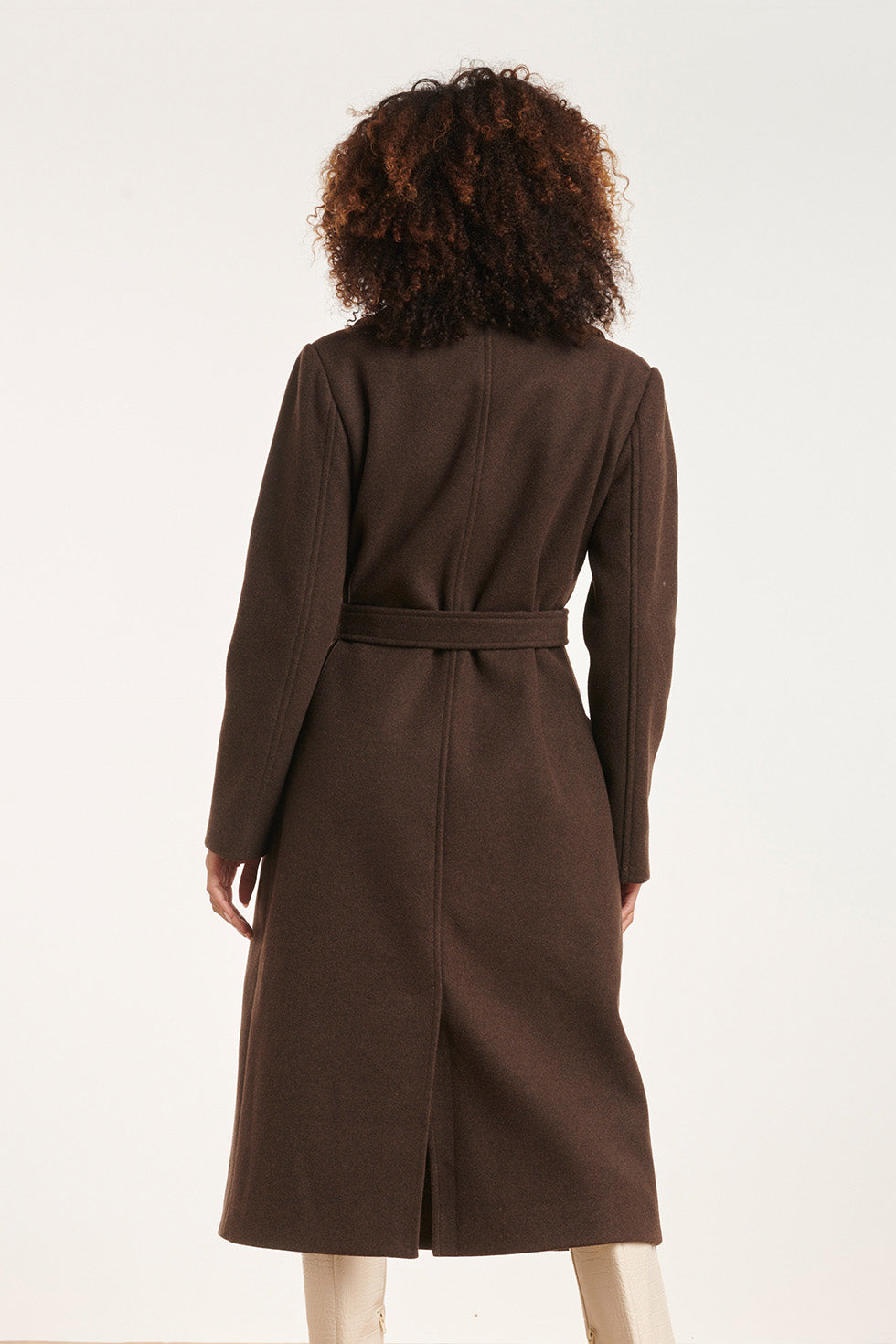 24552 Lange E Jas Met Grote Revers | Brown
