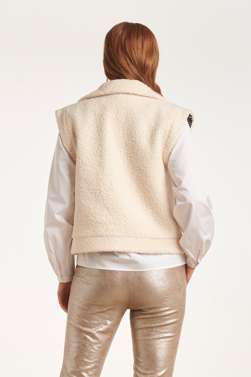 24554 Open Bouclé Gilet | Off White