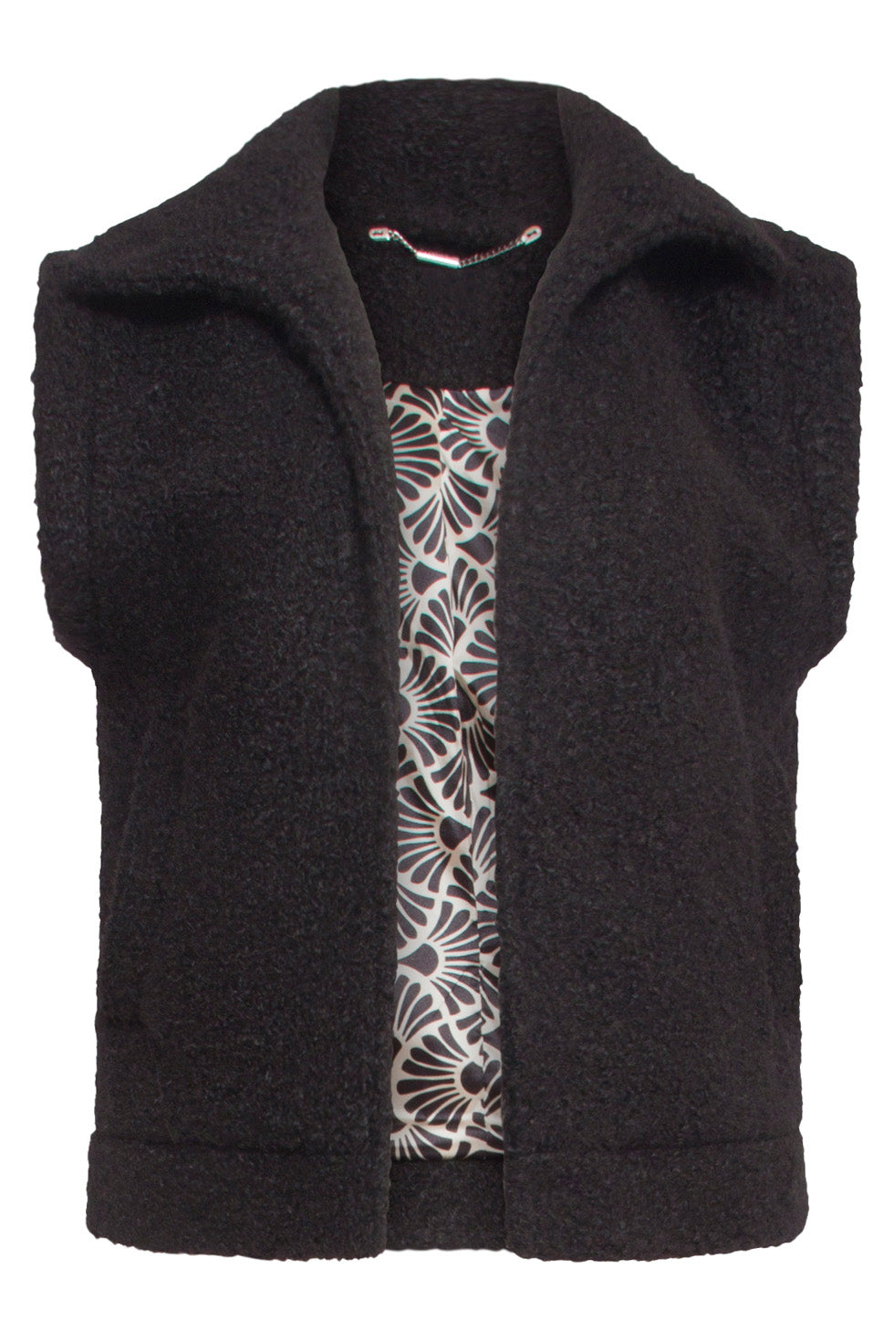 24554 Open Bouclé Gilet | Black