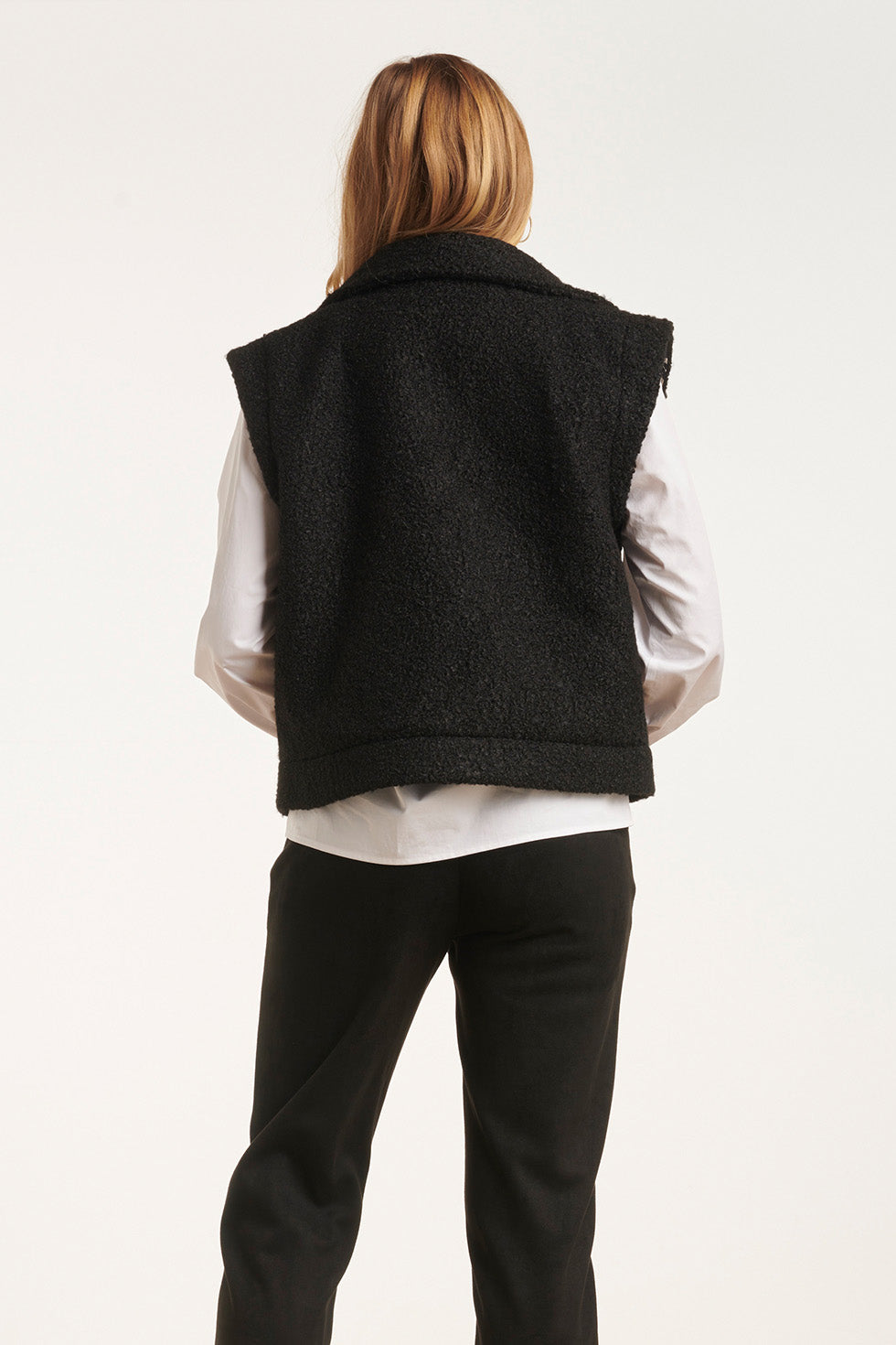 24554 Open Bouclé Gilet | Black
