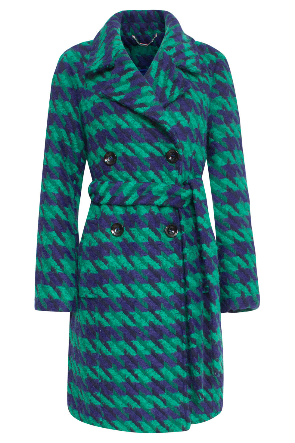24560 Lange Pied-De-Poule Jas | Green-Cobalt