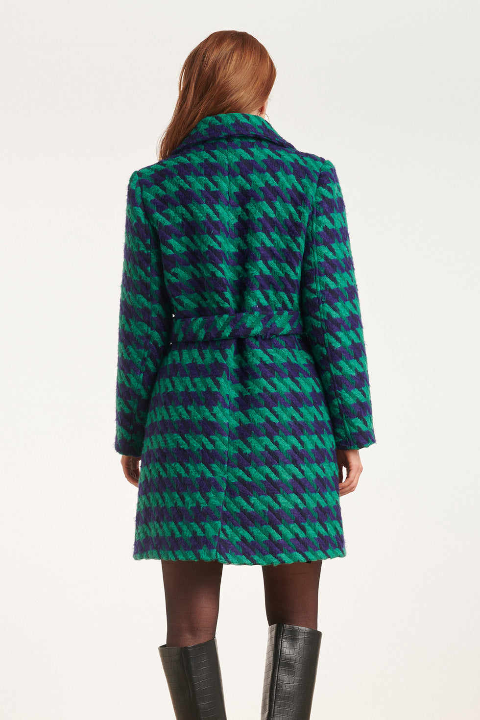 24560 Lange Pied-De-Poule Jas | Green-Cobalt